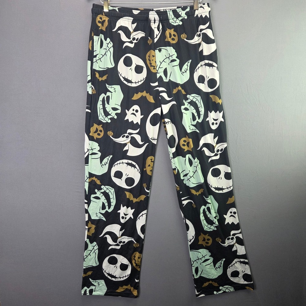 Disney Nightmare Before Christmas Pajama Pants Large Black Jack Skellington Zero